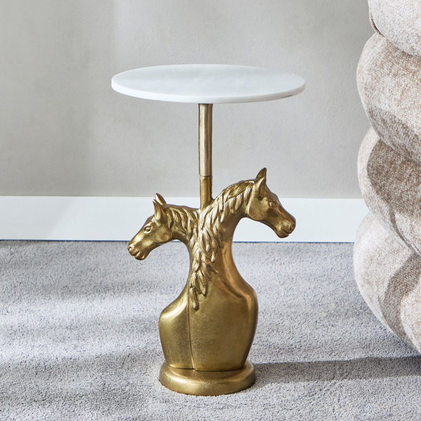 Cavon Friesian Genuine Marble Top Accent Table - Image 3