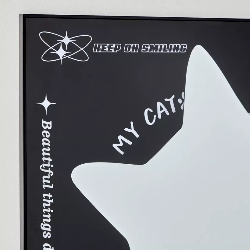 Fero Cat Tinted Framed Mirror Wall Art - 50x2x70 cm - Image 4