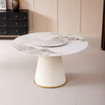 Carmella 6-Seater Round Sintered Stone Dining Table with Lazy Susan
