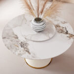 Carmella 6-Seater Round Sintered Stone Dining Table with Lazy Susan