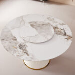 Carmella 6-Seater Round Sintered Stone Dining Table with Lazy Susan