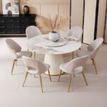 Carmella 6-Seater Round Sintered Stone Dining Table with Lazy Susan