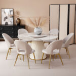 Carmella 6-Seater Round Sintered Stone Dining Table with Lazy Susan
