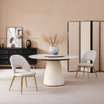 Carmella 6-Seater Round Sintered Stone Dining Table with Lazy Susan