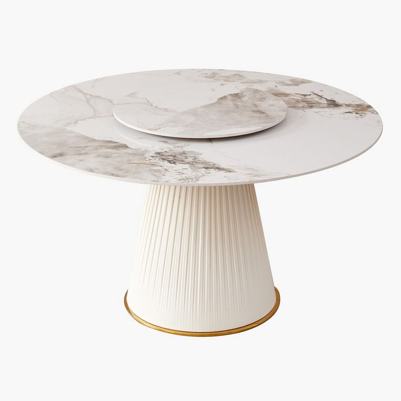 Carmella 6-Seater Round Sintered Stone Dining Table with Lazy Susan - Image 14