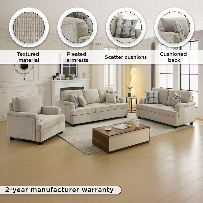 California NXT 2-Seater Fabric Sofa with 2 Cushions - Image 5
