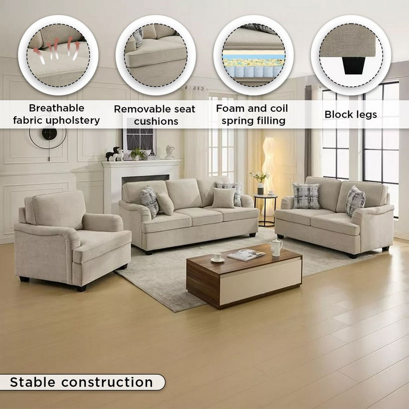 California NXT 2-Seater Fabric Sofa with 2 Cushions - Image 6