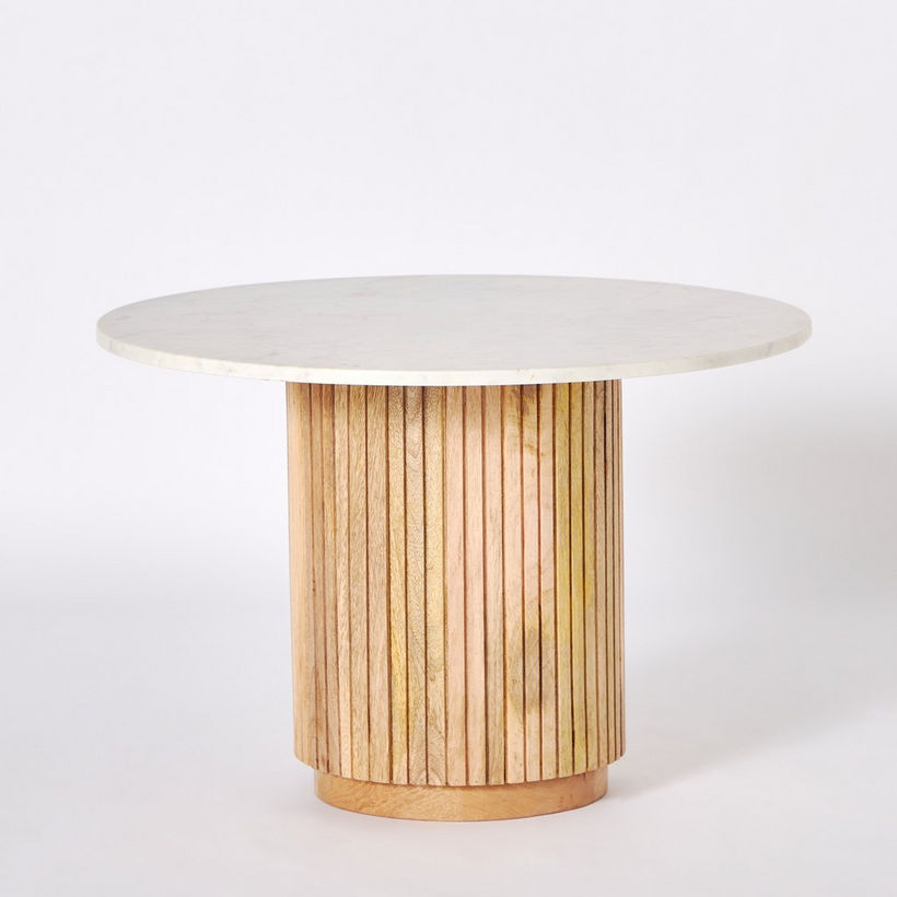 Cavon Fluted NXT 2-Piece Genuine Marble Top Round Coffee Table with Solid Wood Base - Image 10