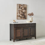 Orlando 3-Door Genuine Marble Top Sideboard with 3 Drawers