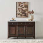 Orlando 3-Door Genuine Marble Top Sideboard with 3 Drawers