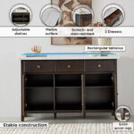 Orlando 3-Door Genuine Marble Top Sideboard with 3 Drawers