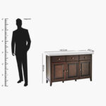 Orlando 3-Door Genuine Marble Top Sideboard with 3 Drawers