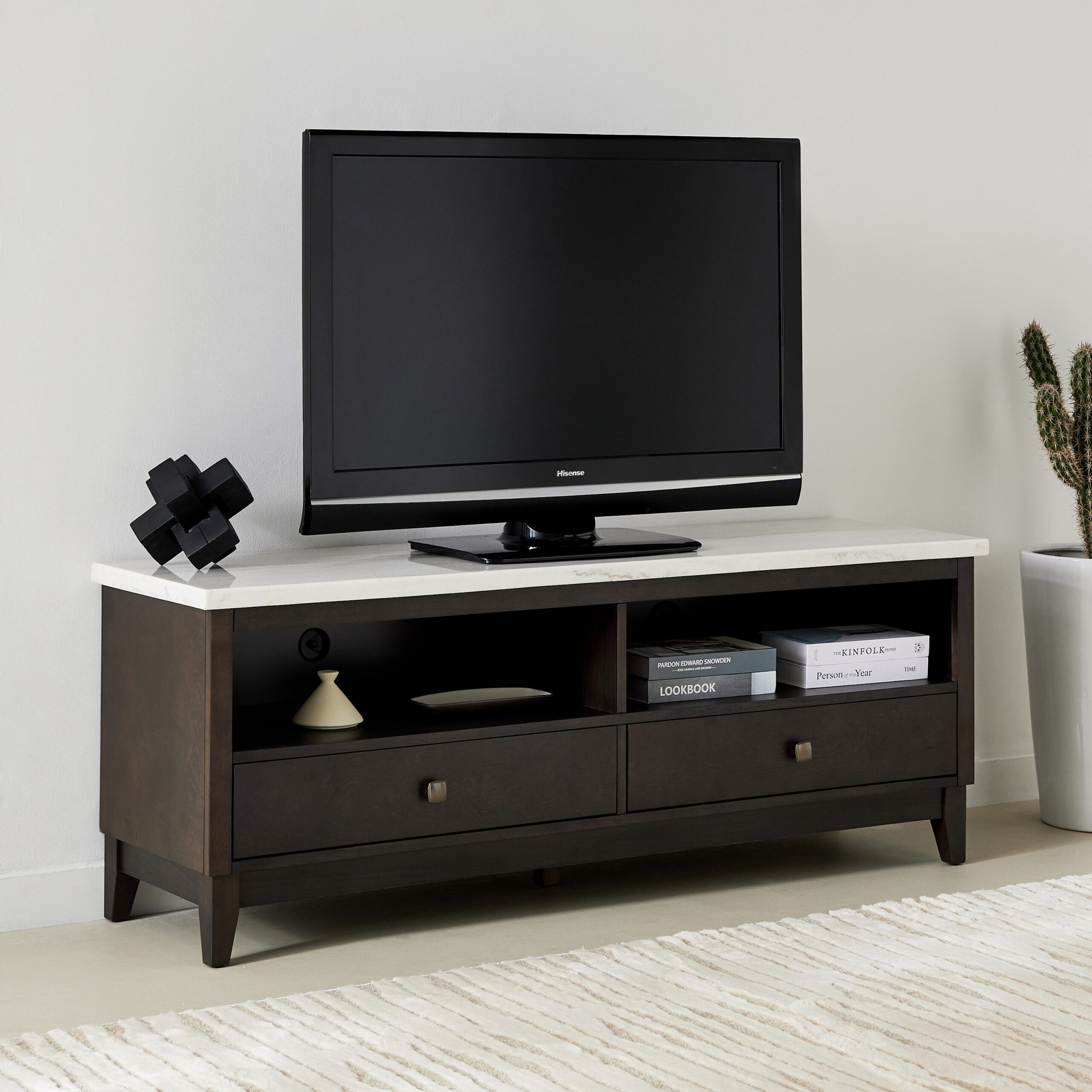 Orlando 1.6 Metre High TV Unit with Genuine Marble Top for TVs up to 70 inches