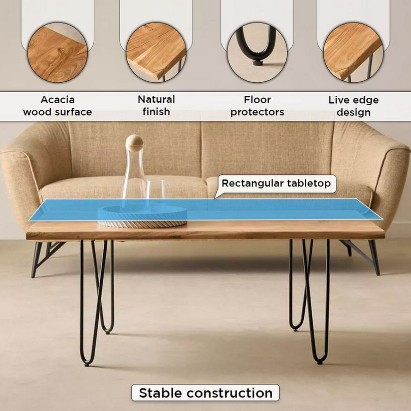 Vendra Corwin Live Edge Solid Wood Top Coffee Table - Image 6