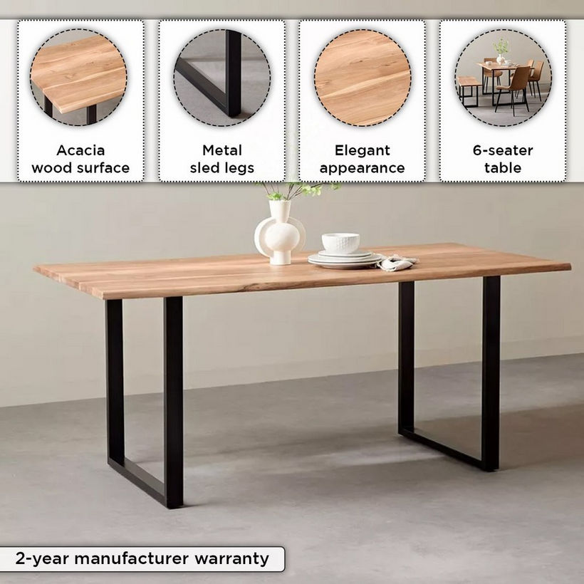 Vendra Costa 6-Seater Live Edge Solid Wood Top Dining Table - Image 5