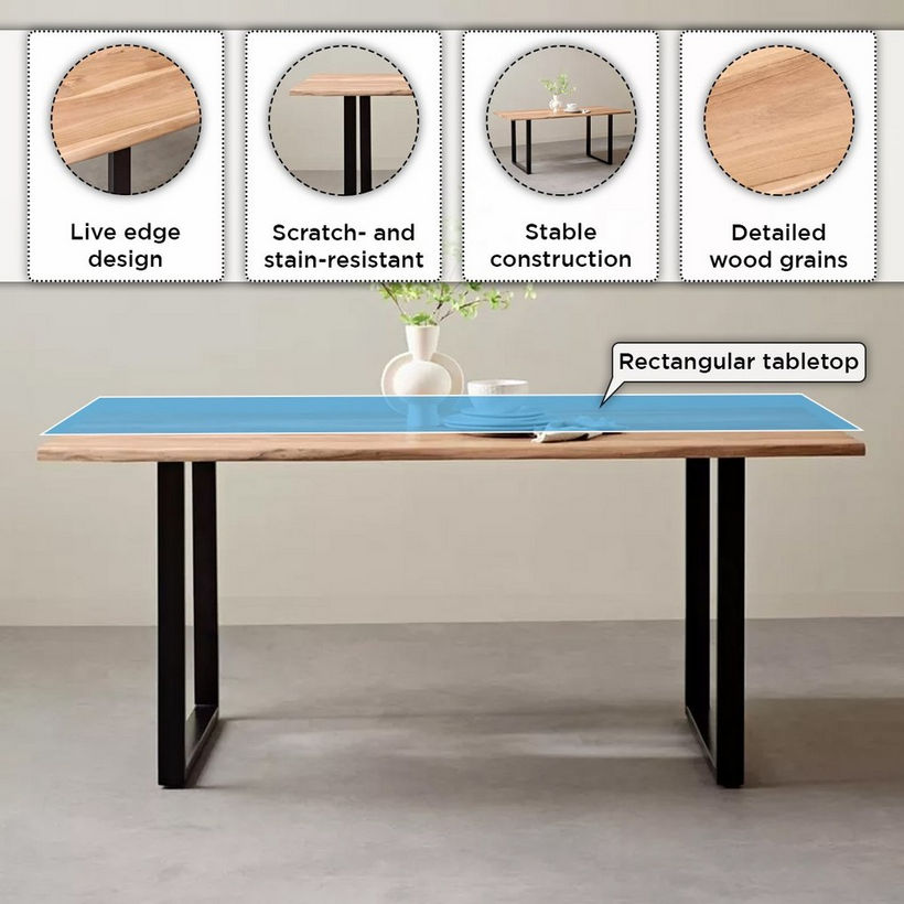 Vendra Costa 6-Seater Live Edge Solid Wood Top Dining Table - Image 6