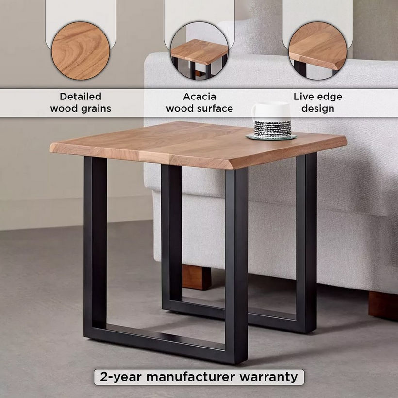 Vendra Costa Live Edge Solid Wood Top End Table - Image 5