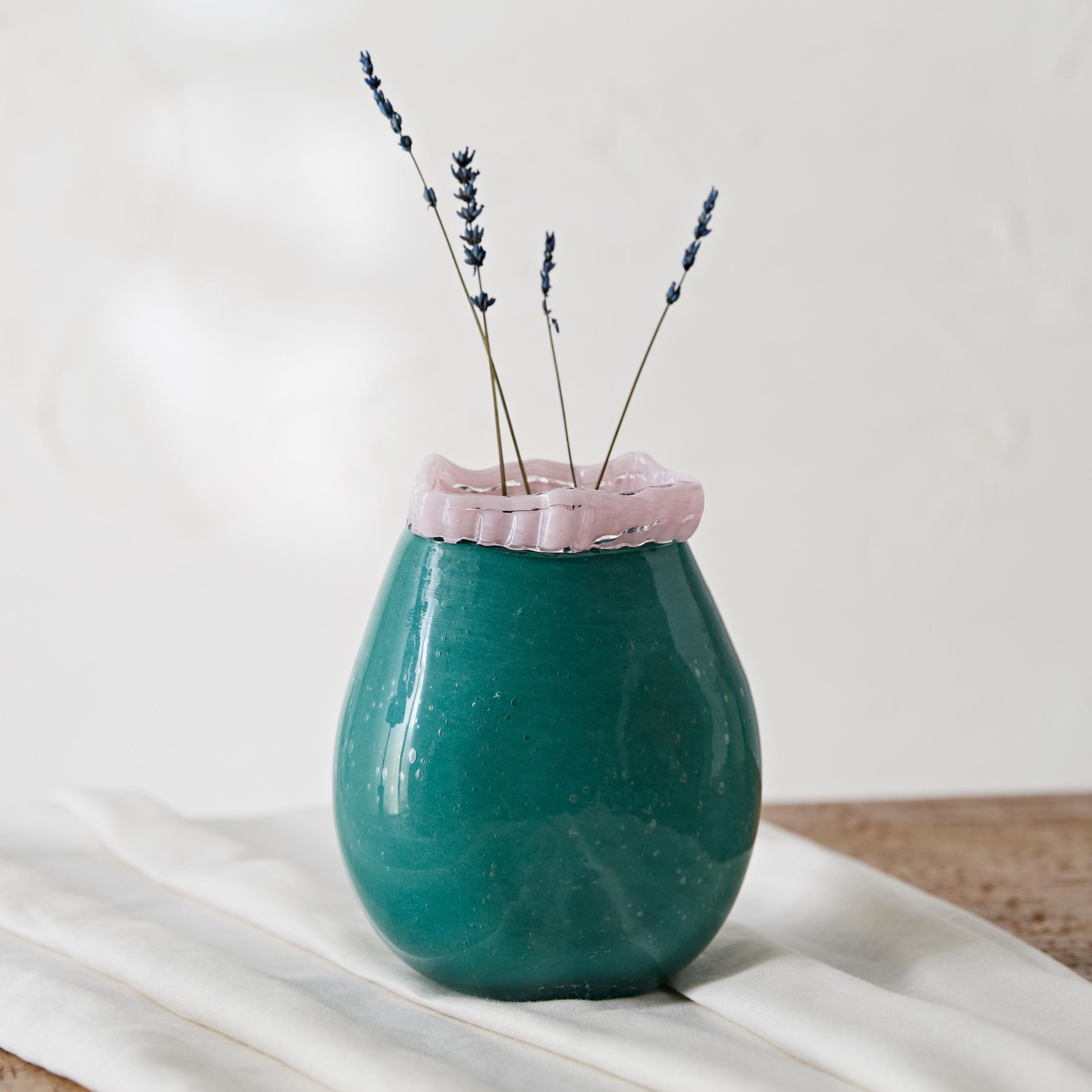 Reva Peacock Premium Bubble Vase with Rim - 16x11.5x20 cm