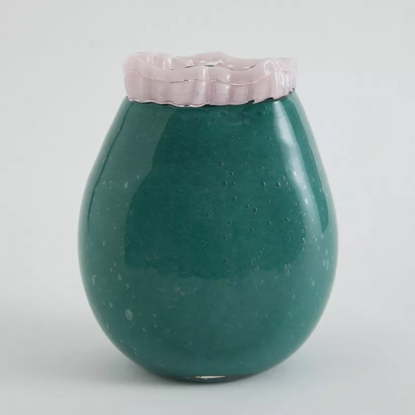 Reva Peacock Premium Bubble Vase with Rim - 16x11.5x20 cm - Image 2