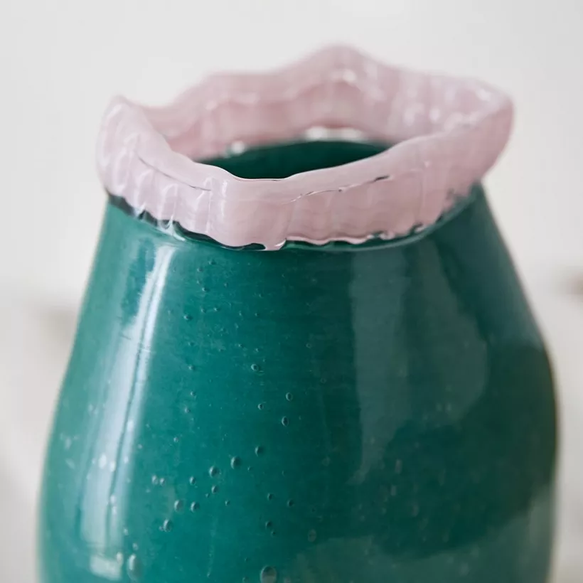 Reva Peacock Premium Bubble Vase with Rim - 16x11.5x20 cm - Image 4