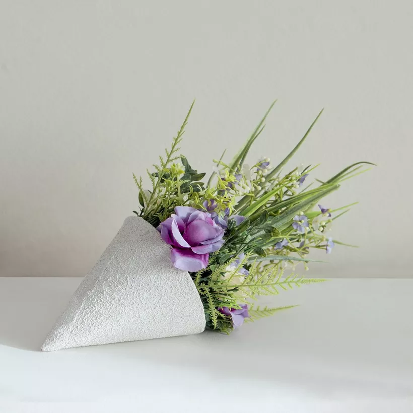 Caven Rose Arrangement in Conical Shape Metal Planter with Stand - 15x15x34 cm - Image 3