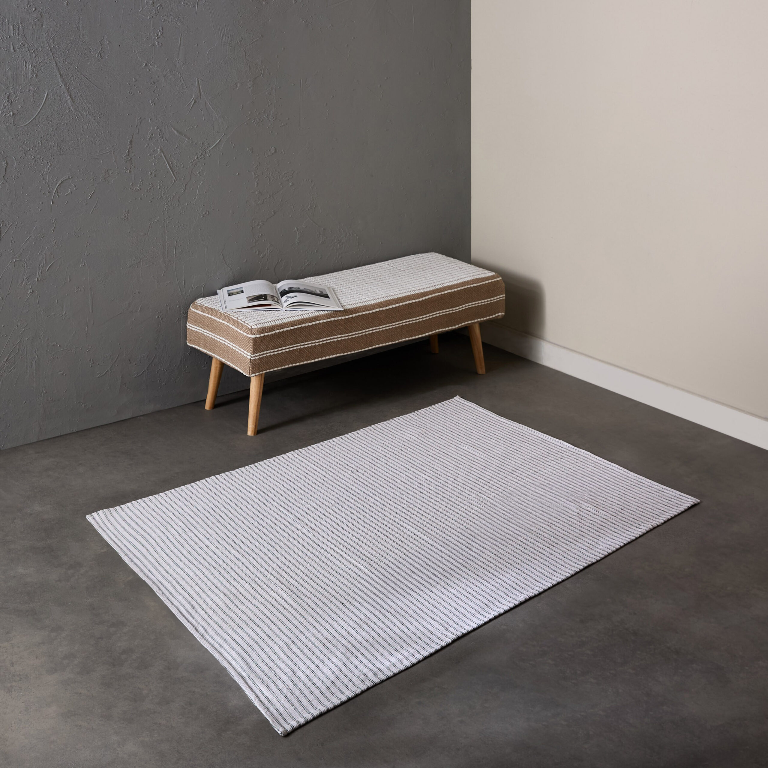 Allan Snow Recycled Cotton Dhurrie - 155x220 cm