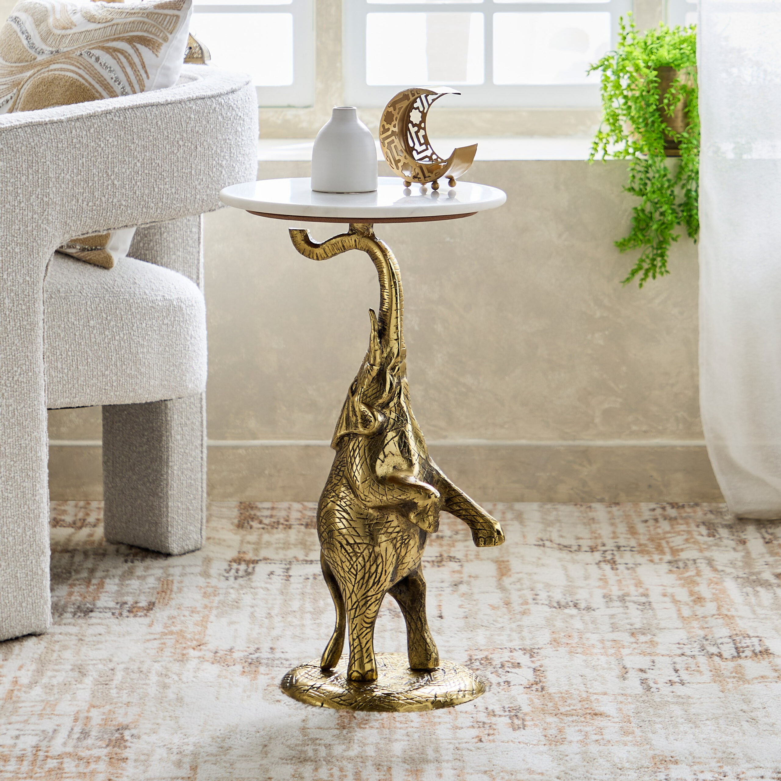 Cavon Gaj Genuine Marble Top Side Table