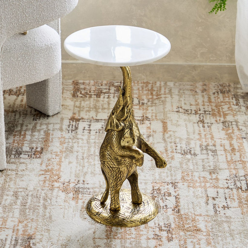 Cavon Gaj Genuine Marble Top Side Table - Image 3