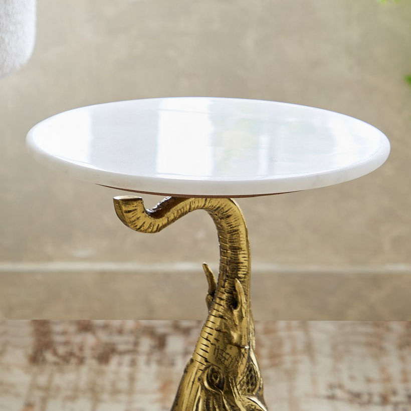Cavon Gaj Genuine Marble Top Side Table - Image 4
