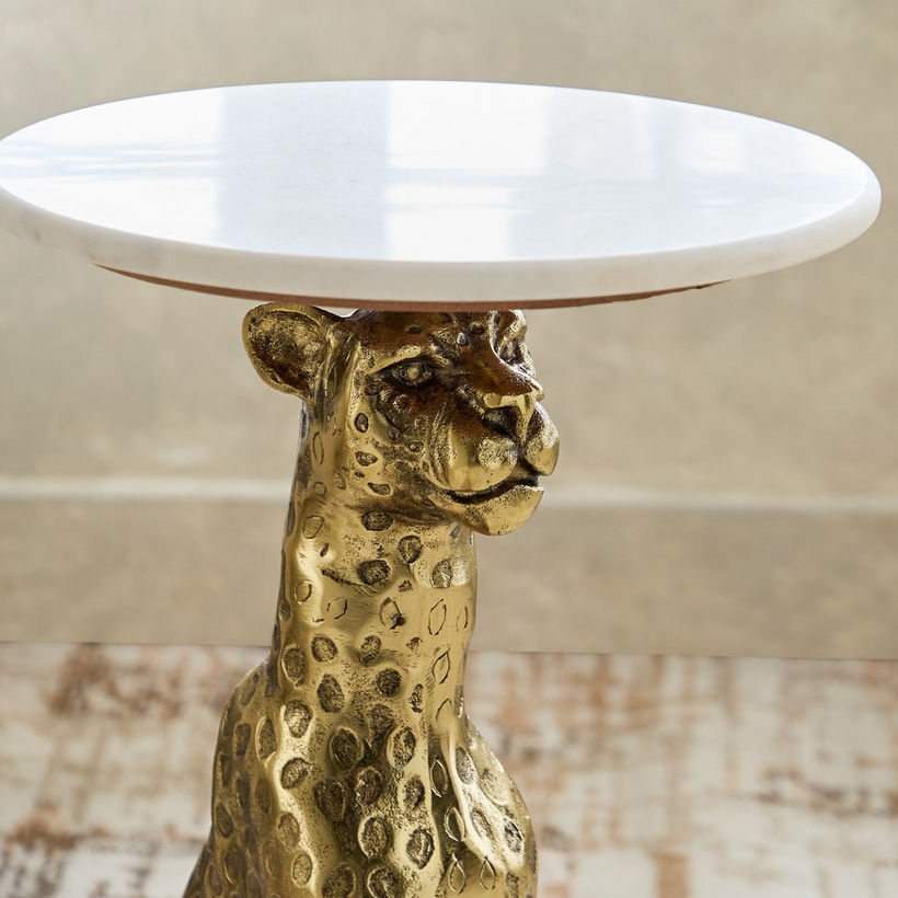 Cavon Jaguar Genuine Marble Top Side Table - Image 4