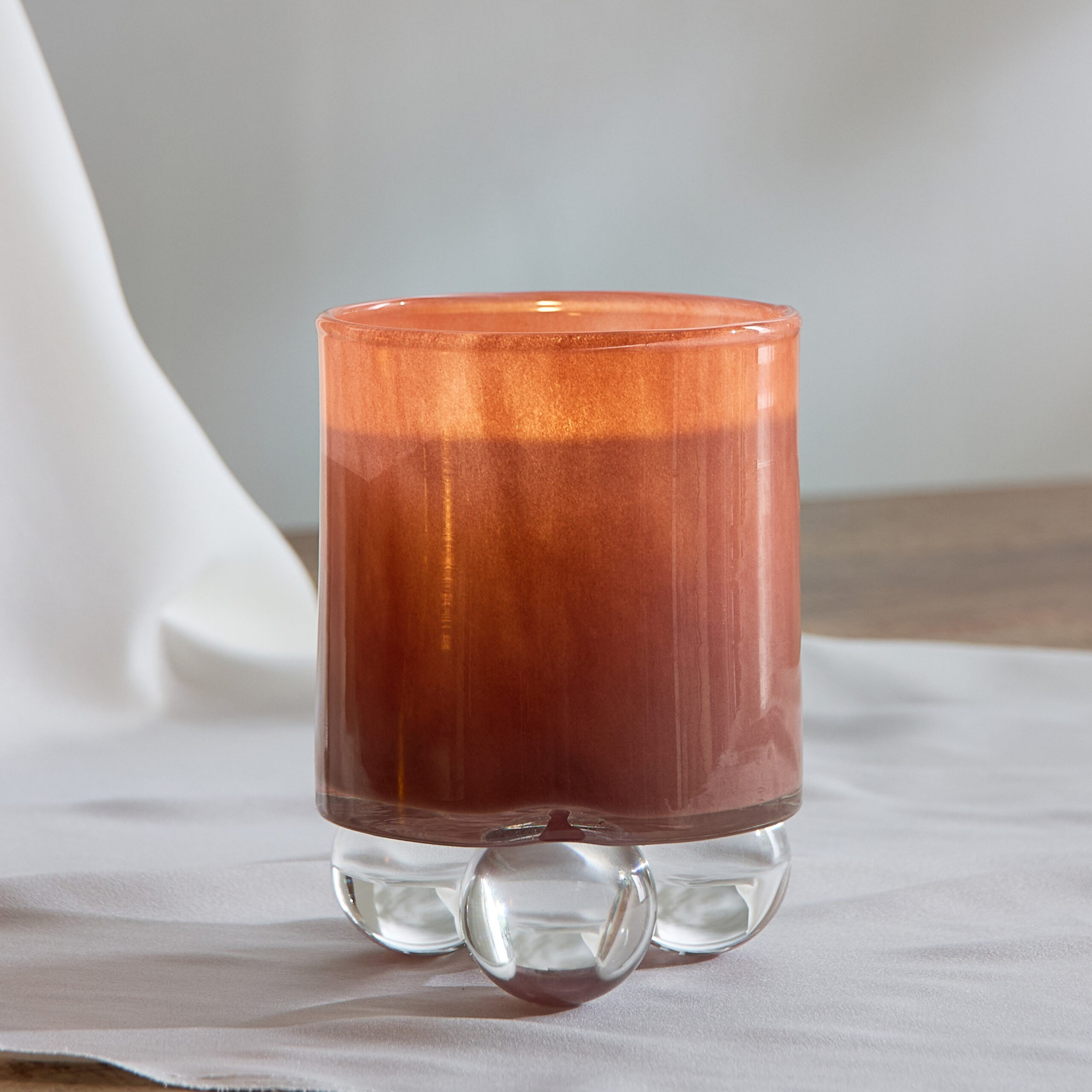 Auden Glass Candleholder with Glass Round Stand - 10.5x10.5x13.9 cm