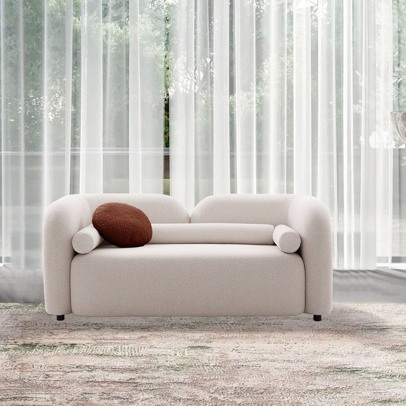 Seoul NXT 2-Seater Fabric Sofa with 2 Round and Cylindrical Pillows - Image 3