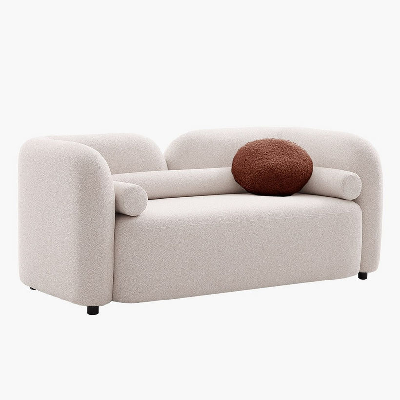 Seoul NXT 2-Seater Fabric Sofa with 2 Round and Cylindrical Pillows - Image 4