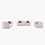 Seoul NXT 2-Seater Fabric Sofa with 2 Round and Cylindrical Pillows