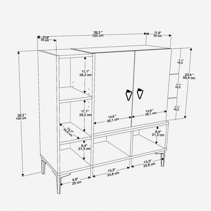 Modulix Ohio 2-Door Multipurpose/Shoe Cabinet - 15 Pairs - Image 2