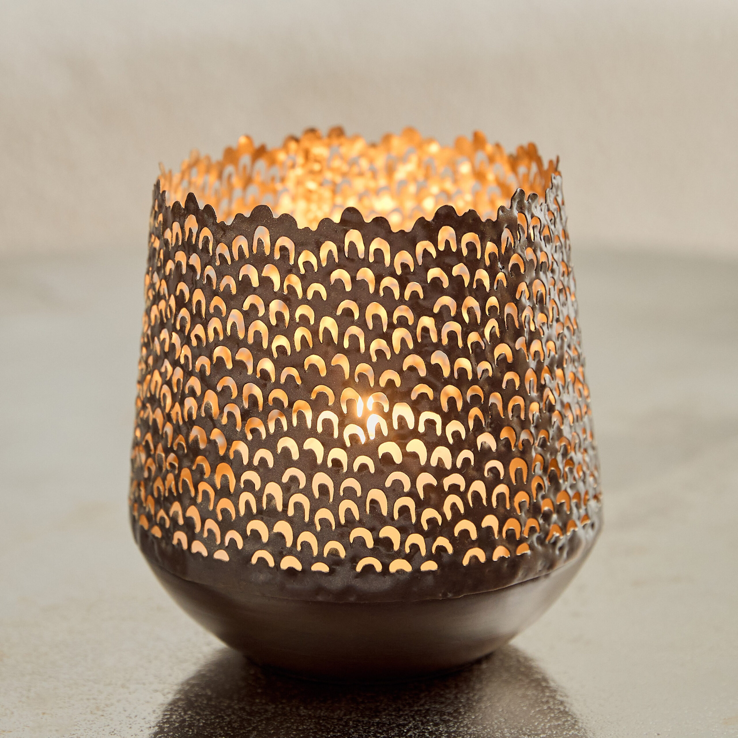 Corlie Metal Peacock Cutwork Votive Candleholder - 14x14x15 cm