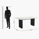 Cavon Fabio Genuine Marble Top 6-Seater Dining Table with Solid Wood Base