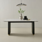 Cavon Fabio Genuine Marble Top 6-Seater Dining Table with Solid Wood Base