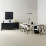 Cavon Fabio Genuine Marble Top 6-Seater Dining Table with Solid Wood Base