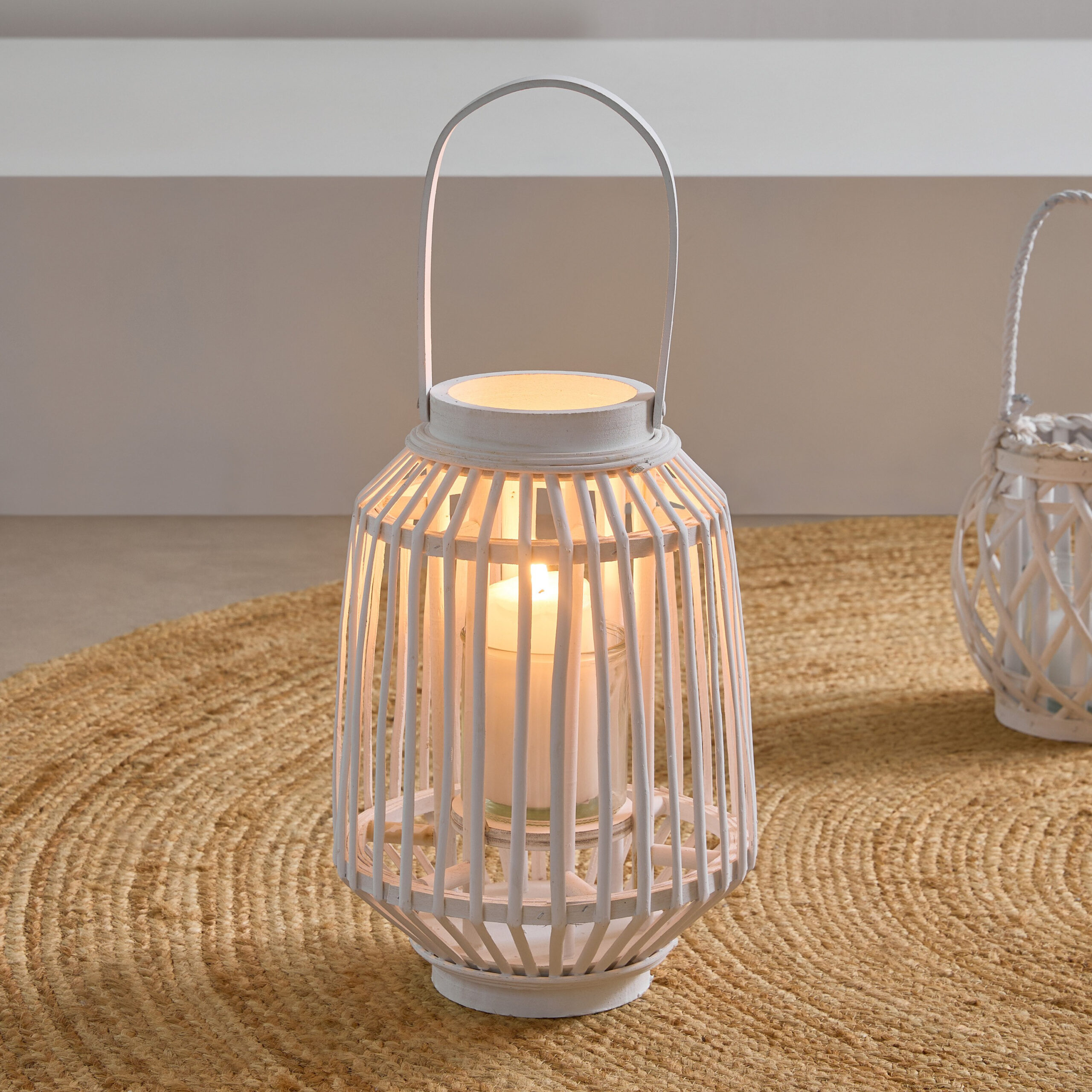 Vera-Willa Willow Lantern with Glass Votive - 12.5x12.5x50 cm