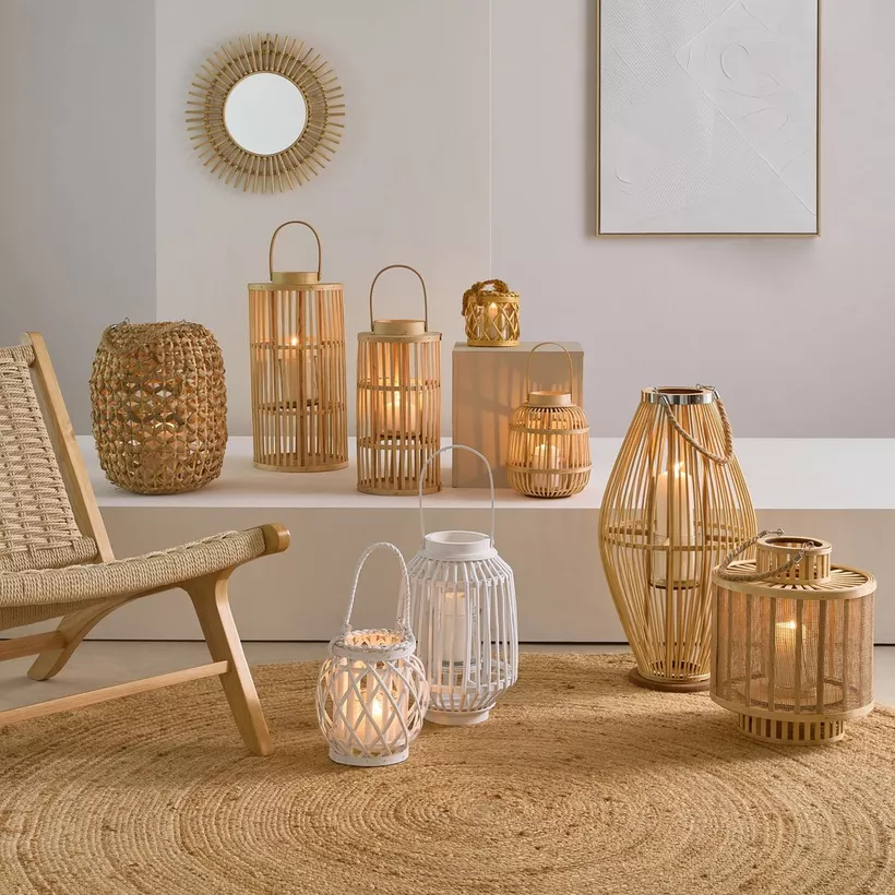 Vera-Willa Bamboo Lantern - 20x20x57 cm - Image 5