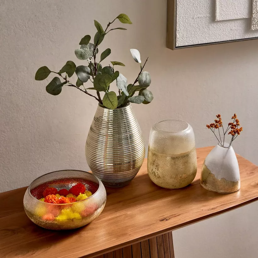 Erton Crink Glass Round Decorative Bowl - 21x21x9 cm - Image 5