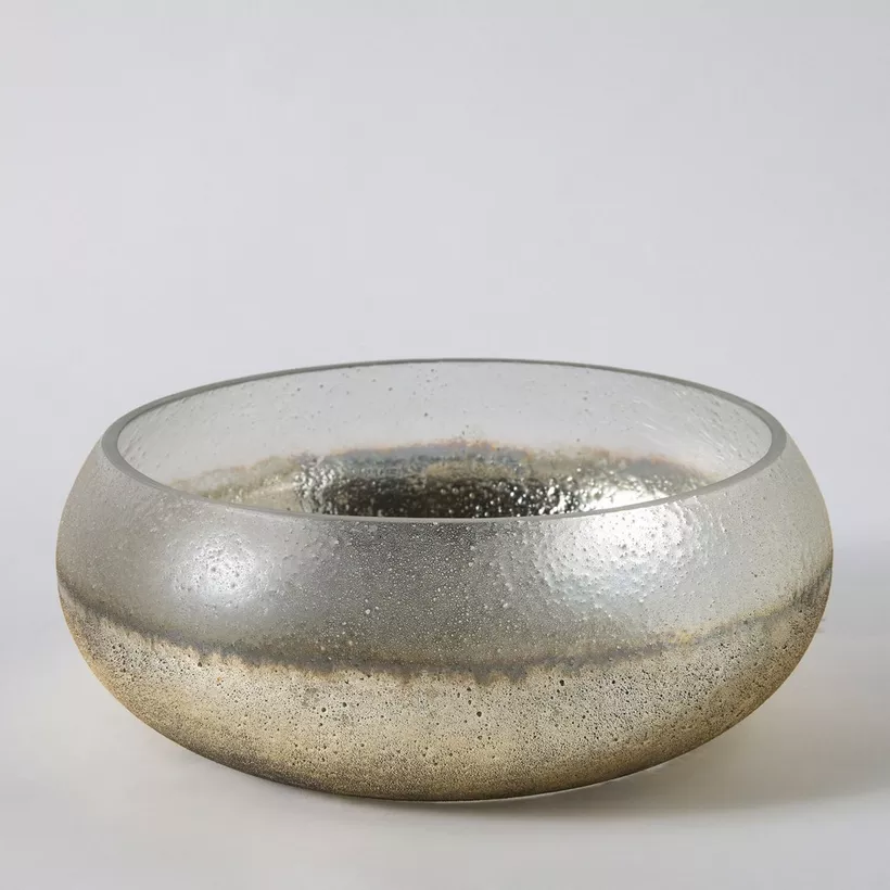 Erton Crink Glass Round Decorative Bowl - 21x21x9 cm - Image 2