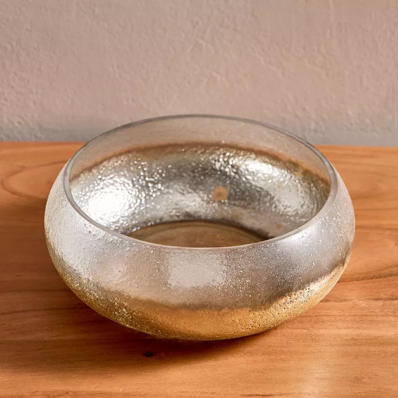 Erton Crink Glass Round Decorative Bowl - 21x21x9 cm - Image 3