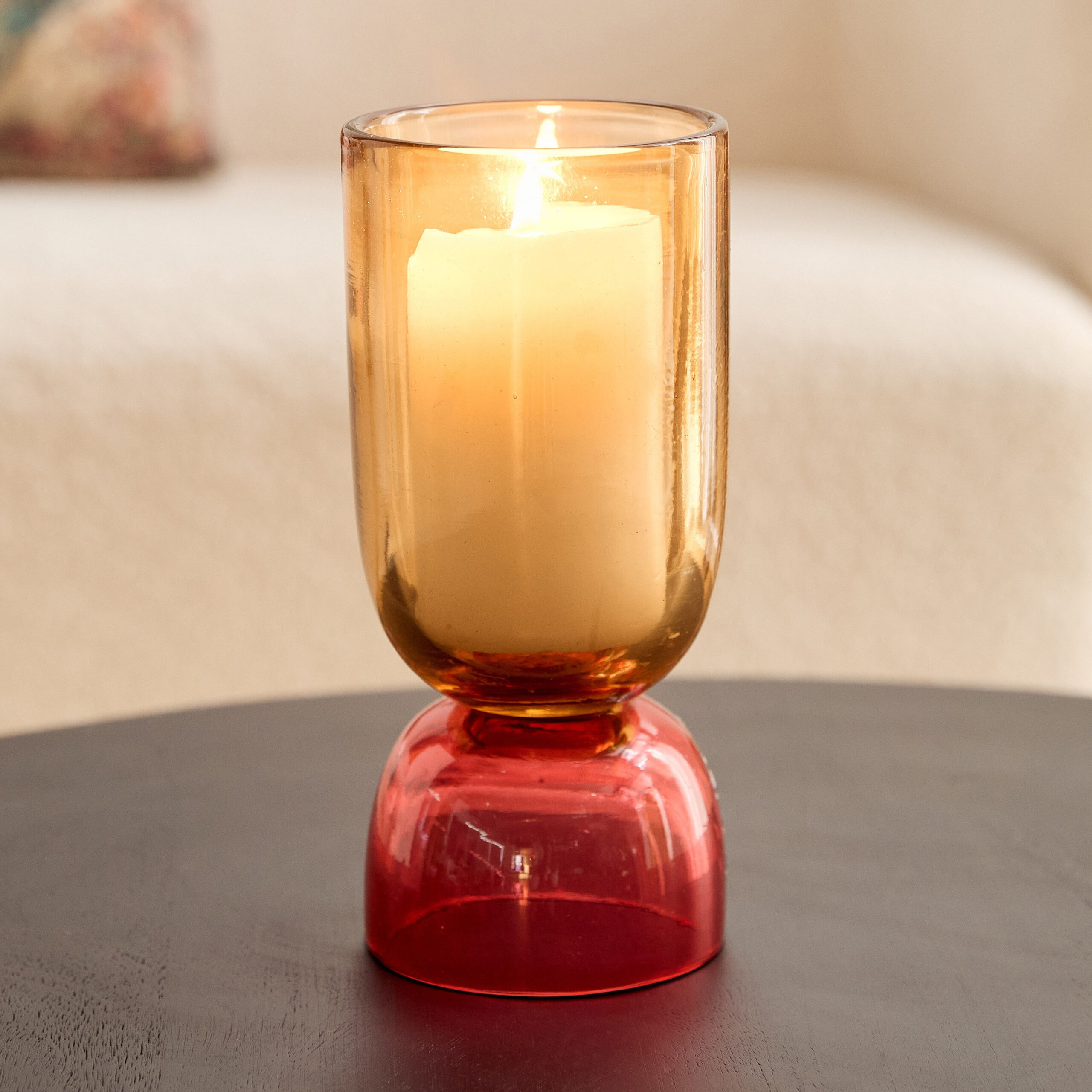 Moten Glass Hurricane Candleholder - 10x10x23 cm