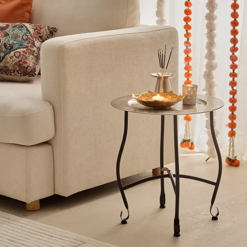 Pema Modern Etching Accent Table - 40x40x50 cm - Image 6