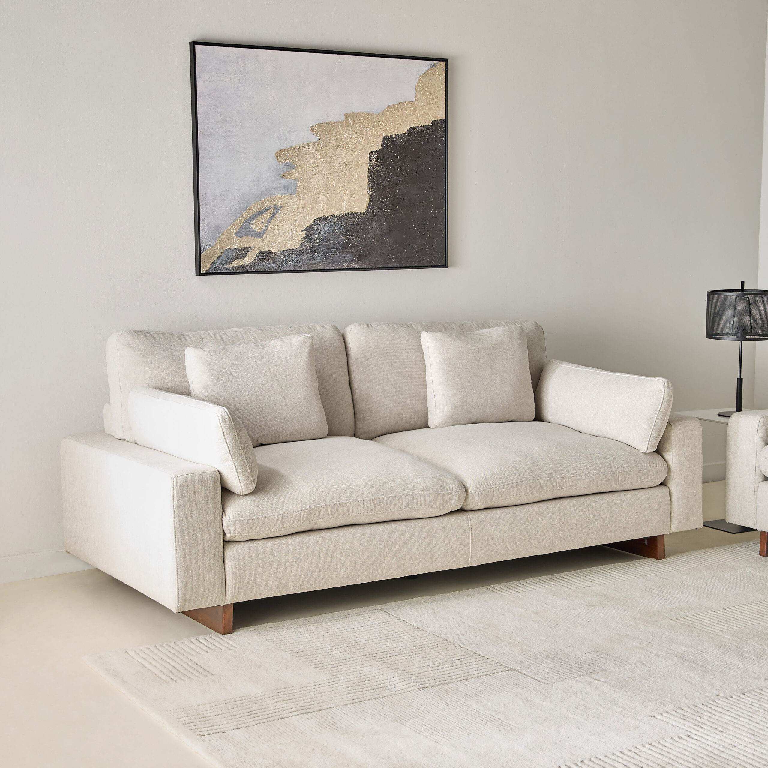 Francisco 3-Seater Fabric Sofa with 2 Waist and 2 Head Cushions