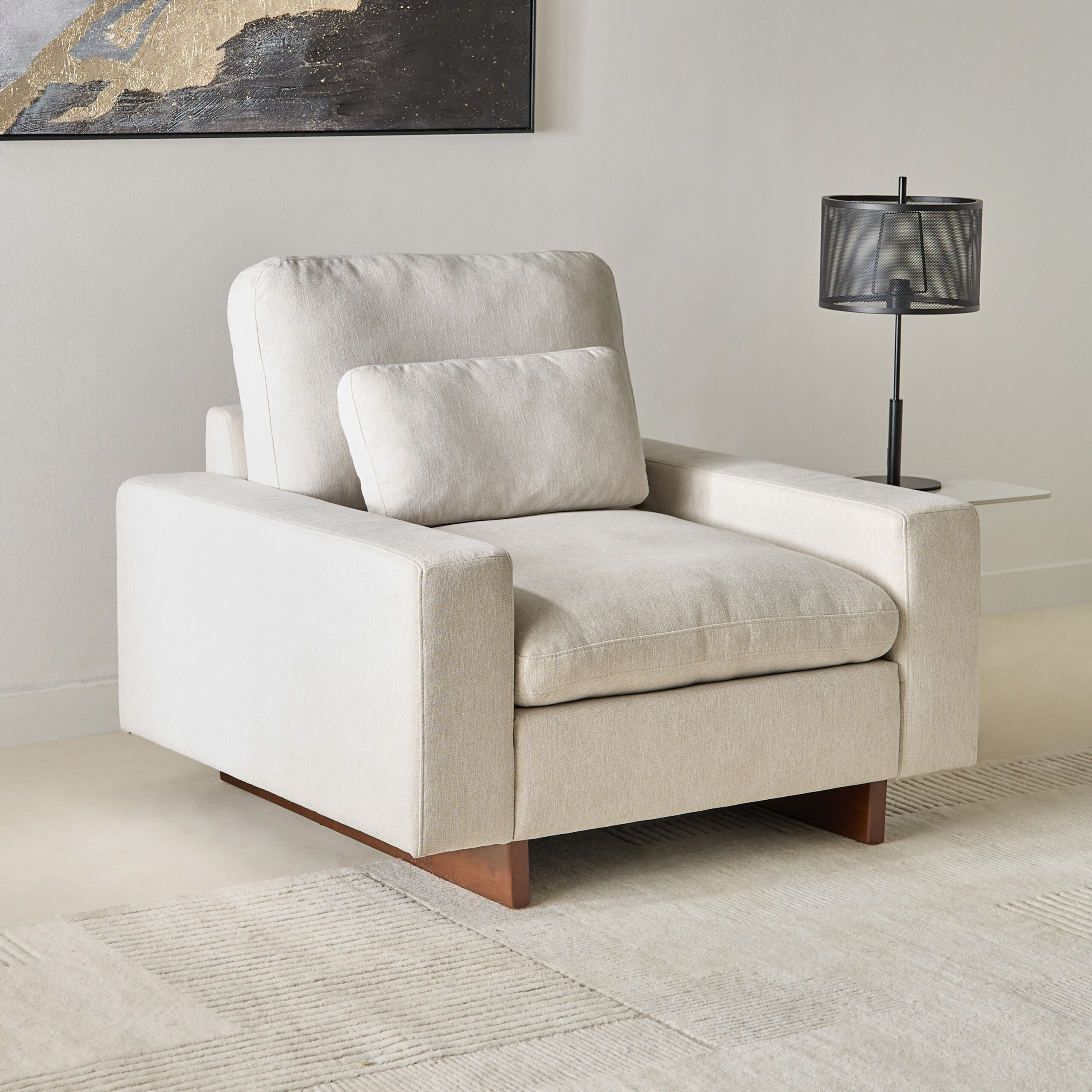Francisco Fabric Armchair Sofa with Cushion