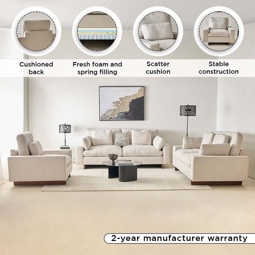 Francisco Fabric Armchair Sofa with Cushion - Image 12