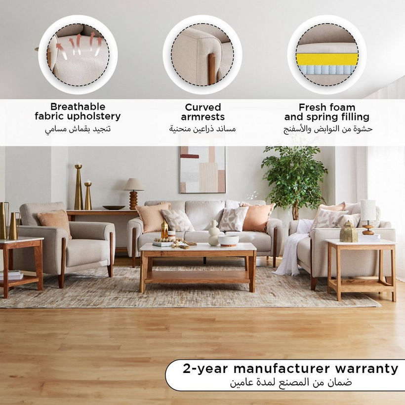 Paso 2-Seater Fabric Sofa with 2 Cushions - Image 5